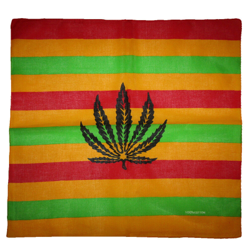 22x22 Striped Weed Leaf Bandana