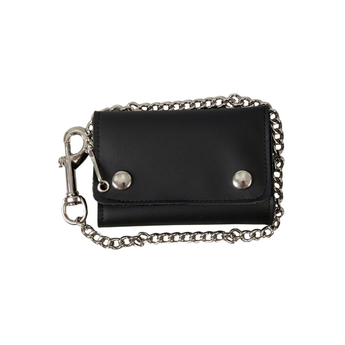 Black Extra Wide Leather Wallet with Lobster Claw Clip