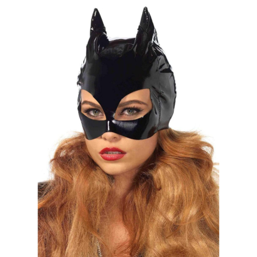 Wet Look Vinyl Catwoman Bodysuit Mask