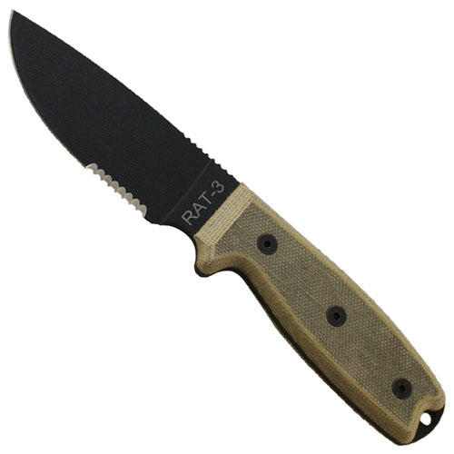 OKC RAT-3 Fixed Blade - Half Serrated Edge
