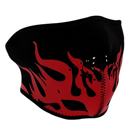 Neoprene Half Face Mask Red Flames